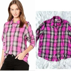 Levi’s Large Pink Plaid Boyfriend Fit Button Down Shirt